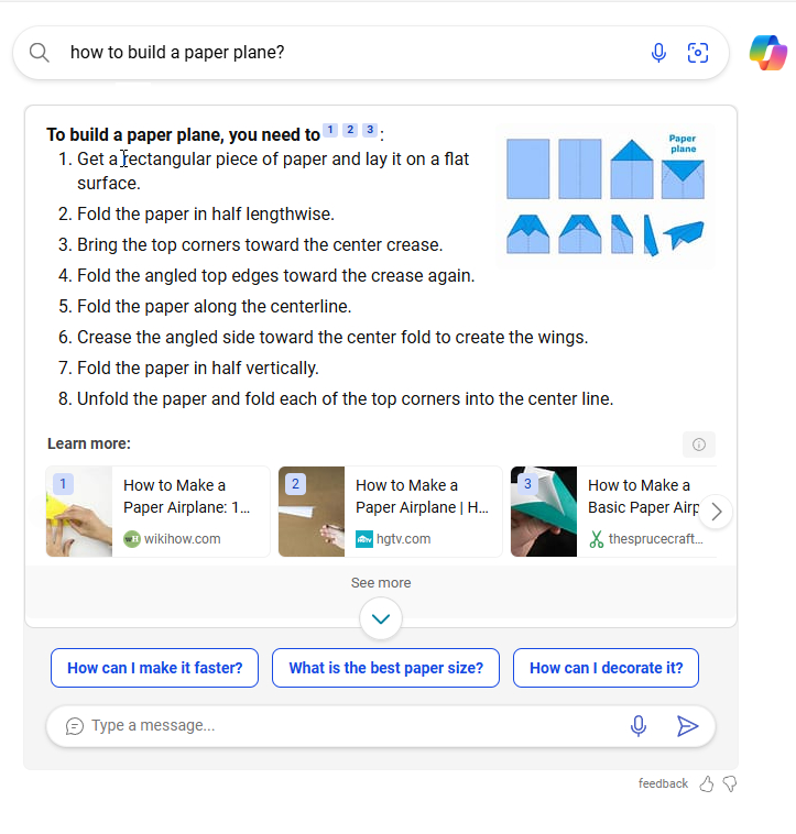 Example search from Bing